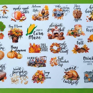Autumn & Halloween Bucket List Planner Stickers, Halloween Bucket List Planner Stickers, bullet journal stickers, calendar stickers