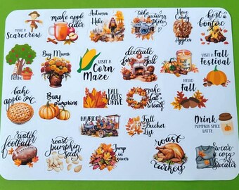 Autumn & Halloween Bucket List Planner Stickers, Halloween Bucket List Planner Stickers, bullet journal stickers, calendar stickers