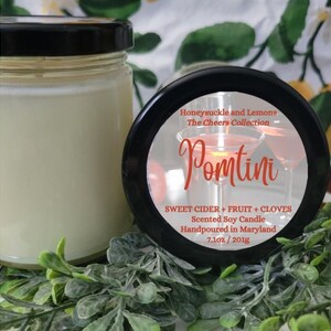Pomtini Scented Soy Wax Candles and Melts, Cheers Collection, phalate free, paraffin free, martini candle, candle tins, wax melts