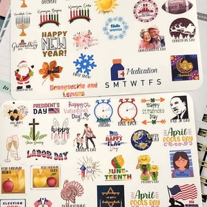 Naklejki na planery świąteczne, naklejki na planery, naklejki na kalendarze, naklejki na pory roku, naklejki na bullet journal, naklejki na święta, zabawne naklejki