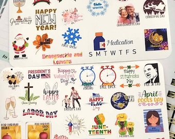 Holidays Planner Stickers, planner stickers, calendar stickers, seasons stickers, bullet journal stickers, holiday stickers, fun stickers