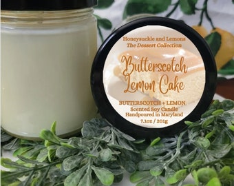 Butterscotch Lemon Cake Scented Soy Candle, Dessert Collection, soy candle, scented soy candle, paraffin free, phthalate free, wax melts