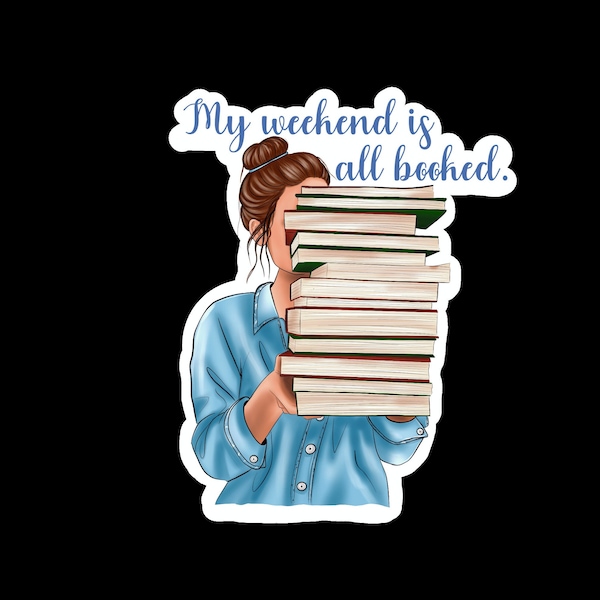 Mädchen mit Buch Stack Sticker, Laptop Sticker, Buch Nerd, Buchliebhaber, Liebe zum Lesen, To Be Read Liste Sticker, Kindle Sticker, Tablet Sticker,