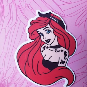 Adesivo brilhante de princesa punk, adesivo de princesa favorita, princesa tatuada, parque temático, adesivo recortado, adesivo para laptop, adesivo para tablet