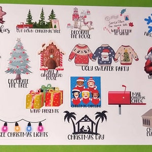 Christmas Holidays Planner Stickers, Christmas Bucket List planner stickers, calendar stickers, seasons stickers, bullet journal stickers