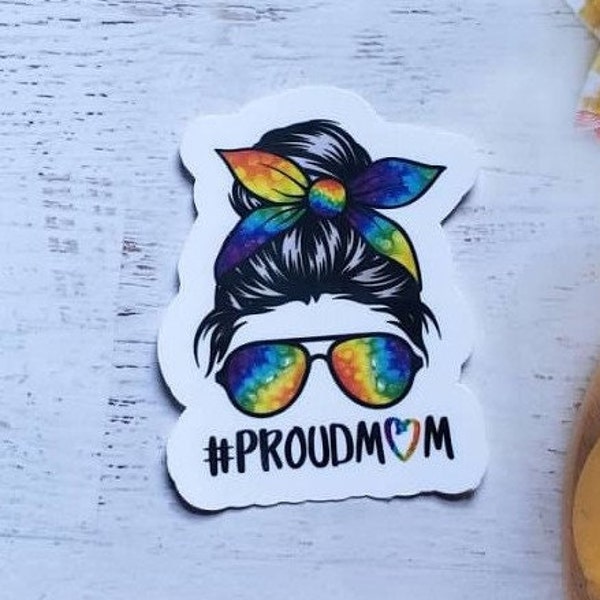 Proud Mom Sticker, laptop, LGBTQ, mm Romance, gay romance, lesbian, pride heart, lgbtq mom, #proudmom sticker, tablet sticker, glossy