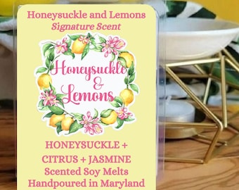 Honeysuckle and Lemon Scented Soy Wax Melts, phthalate free, 100% soy wax, dye free, scented melts, wax warmer, the Cheers collection