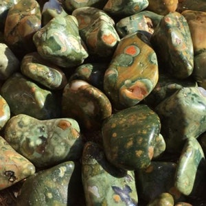 Rainforest, Rhyolite Jasper tumbled stone, Happiness, Transformation, Confidence, Canadian Seller, Fast Shipping!