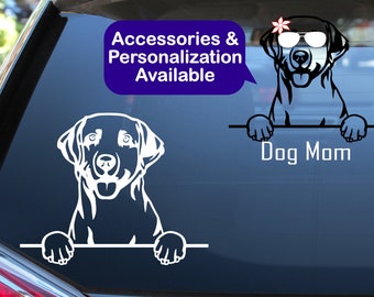 Labrador Retriever Car Decal /  Peeking Labrador Car Sticker / Personalized Vinyl Dog Decal Sticker / Dog Laptop Cup Water Bottle Sticker