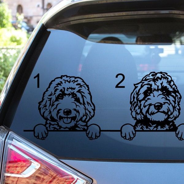 Labradoodle Goldendoodle Car Decal Sticker / Personalized Labradoodle Doodle Vinyl Dog Decal Sticker / Dog Laptop Cup Water Bottle Sticker