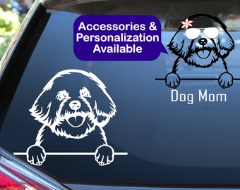 Bichon Frise Car Decal /  Peeking Bichon Frise Car Sticker / Personalized Vinyl Dog Decal Sticker / Dog Laptop Cup Water Bottle Sticker