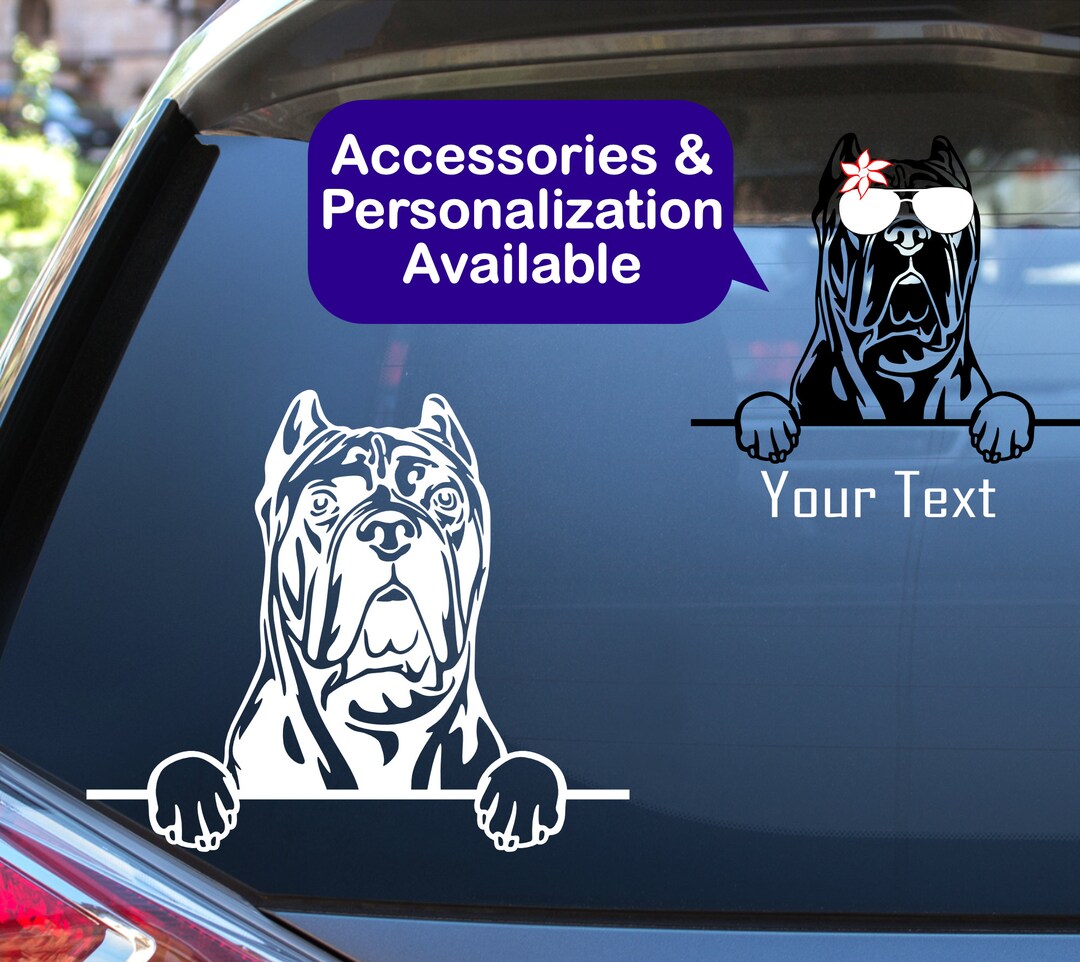 Cane Corso Car Decal / Peeking Cane Corso Car Sticker / Personalized