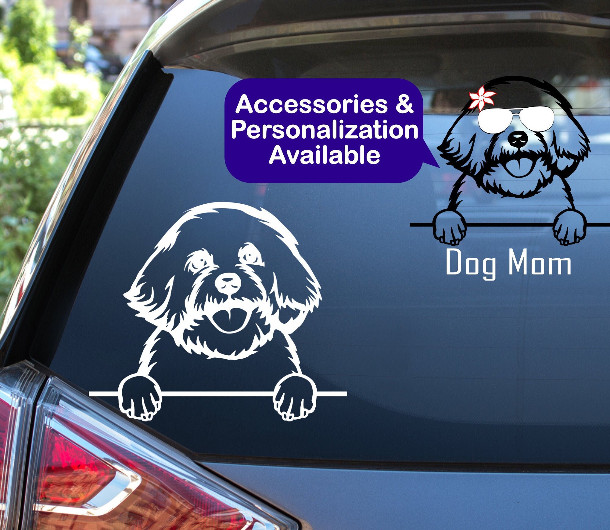 Bichon Frise Peeking Dog Car Decal Vinyl Sticker Customize Quality 
