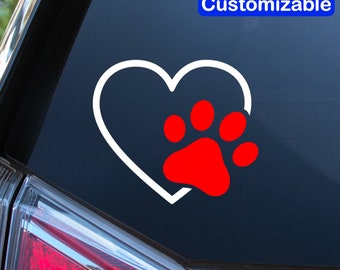 Love Paw Dogs Car Decal /  Dog Lover Gift Car Sticker / Personalized Vinyl Dog Decal Sticker / Dog Laptop Cup Water Bottle Sticker