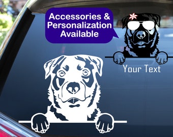 Rottweiler Car Decal Sticker / Personalized Rottweiler Vinyl Dog Decal Sticker / Dog Laptop Cup Water Bottle Sticker