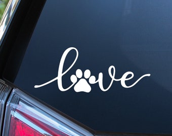 Love Paw Dogs Car Decal /  Dog Lover Gift Car Sticker / Personalized Vinyl Dog Decal Sticker / Dog Laptop Cup Water Bottle Sticker