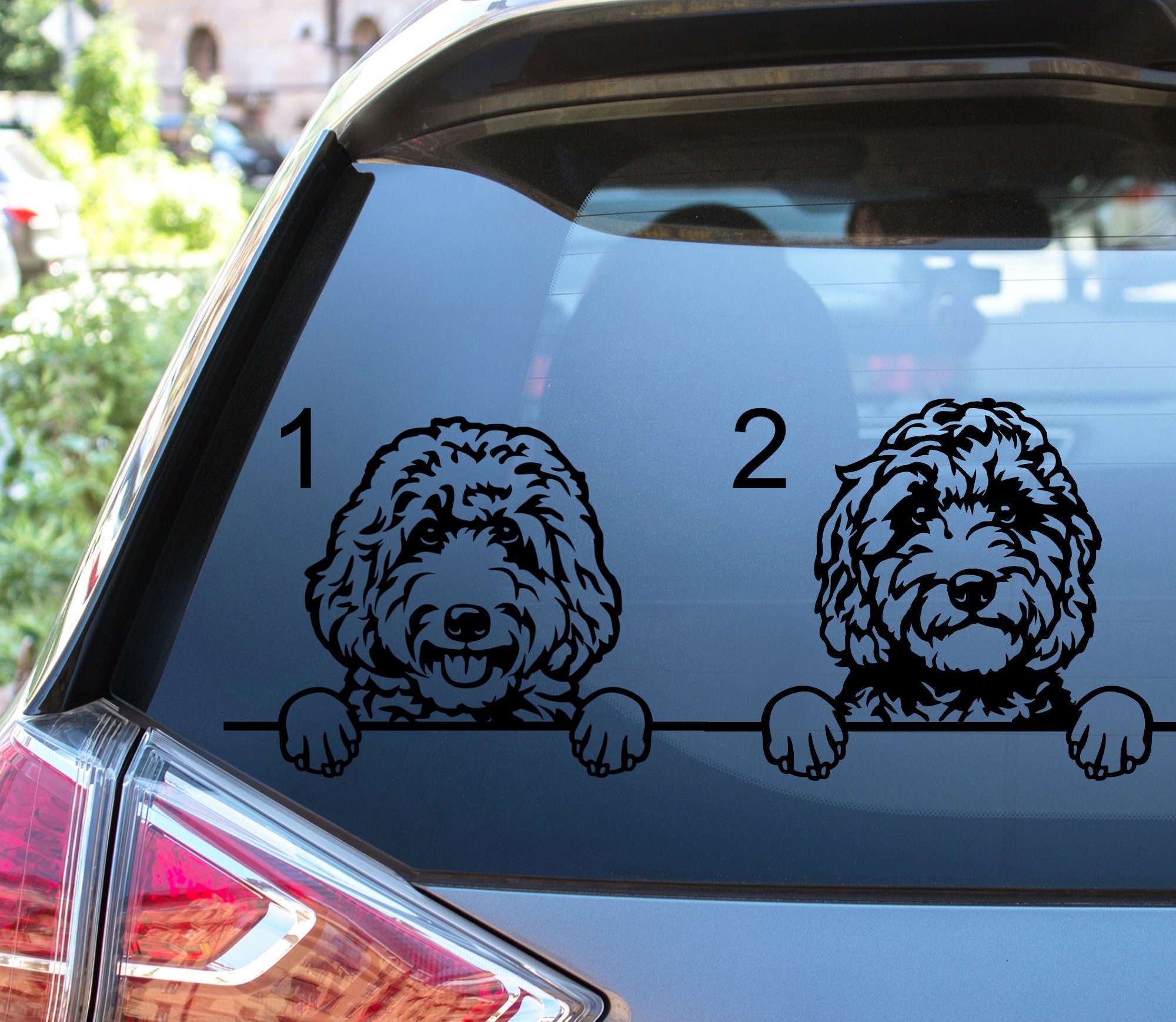 Weiß Goldendoodle Auto Aufkleber, Goldendoodle Magnet, Haustier