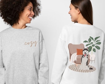 Husky Sweatshirt Unisex, Hundeliebhaber Geschenk für Sie, Pullover für Hund Papa, gemütliches ästhetisches Sweatshirt für Geschenk, niedlich, Größen S-5XL, 5 Farben