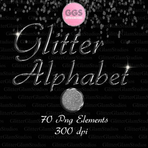 Silver Glitter Gloss letters and numbers, digital clipart, Silver letters, Alphabet clip art silver, glitter,Glitter Letters, Commercial use