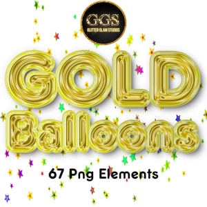 Gold Foil Balloon Letters, Gold Balloons,Balloon Letters,Party, clipart letters, balloon, celebration, birthday,decorations, commercial use