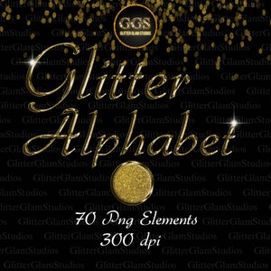 Gold Glitter Gloss letters and numbers, digital clipart, Gold letters, Alphabet clip art gold, glitter, Glitter Letters, Commercial use