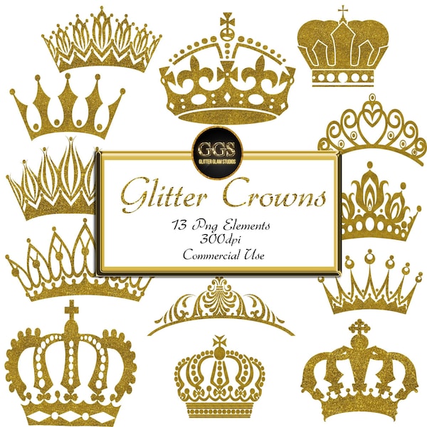 Gold Glitter crown clipart,Glitter clipart,Commercial Use Clip Art Metallic,Gold Glitter, Royalty, Gold Foil, Princess,Prince,King,Queen