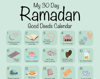 My 30 day Ramadan Good Deeds Calendar | Ramadan | Ramadan Calendar | 30 days | Islamic Prints | A4 Print | Digital