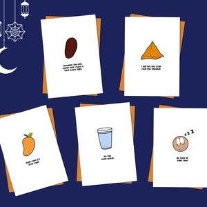Cartões de Ramadã | Cartões de Ramadã peculiares | Cartões de Ramadã engraçados | Ramadã Mubarak | Ramadã | Ramadã Kareem | Pacote múltiplo de 5 | Cartões individuais