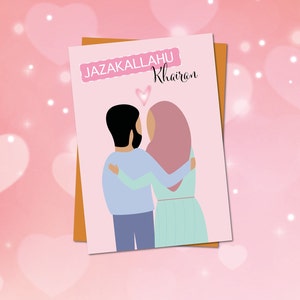 Jazakallahu Khairan | Jazakallah | Cartes Musulmanes | Carte d'amour islamique | Saint-Valentin | Couple musulman | Amour | Merci