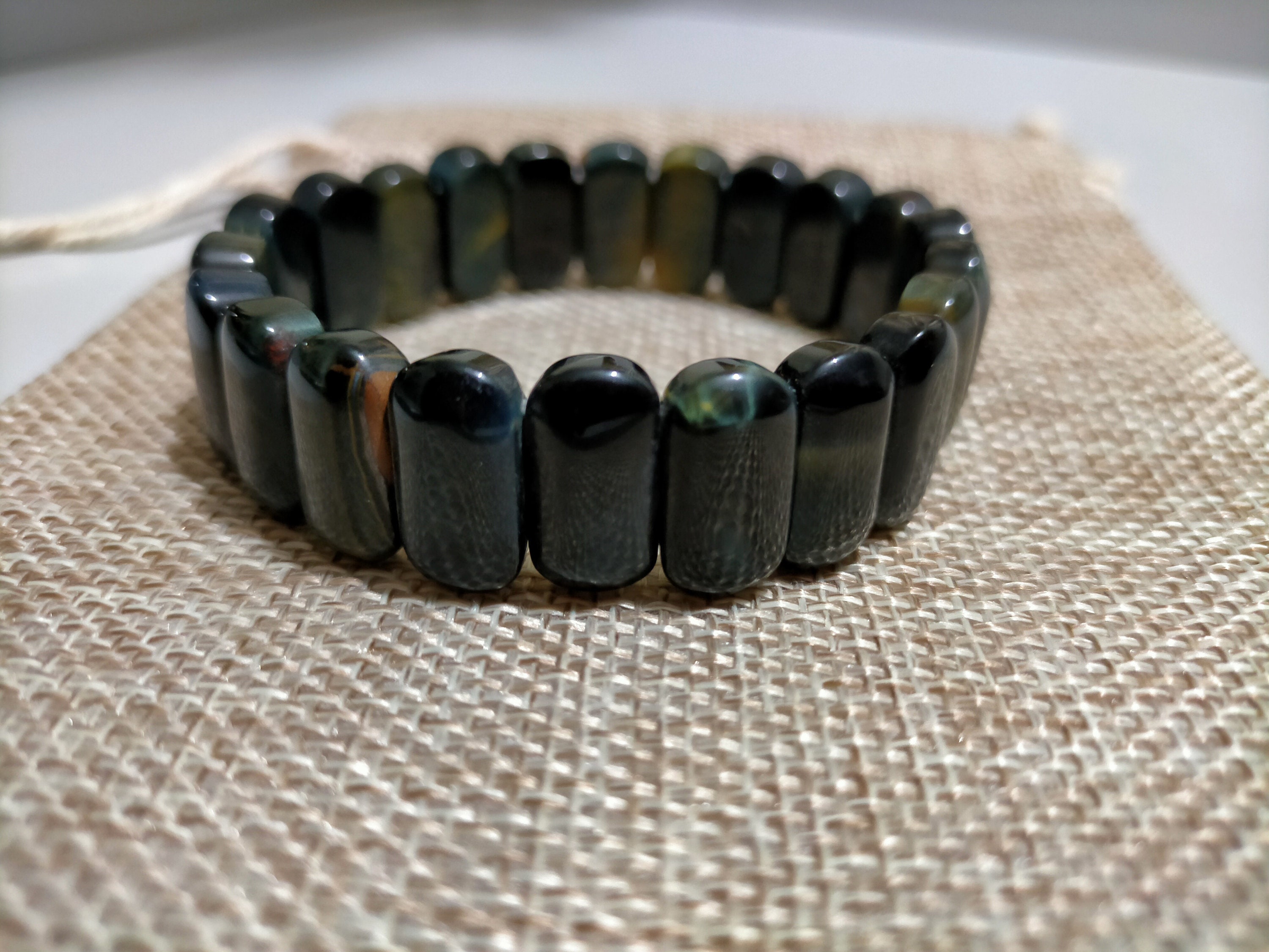 17mm Blue Tiger's Eye Bracelet Etsy