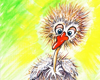 Ostrich Giclee Watercolor Print