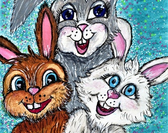 Bunnies Giclee Watercolor Print
