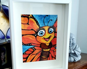 Butterfly Giclee Framed Watercolor Print