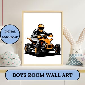 Racing Biker Wall Art, Boys Room Wall Art, Motorcycle Decor, Speed Enthusiast Gift, Unique Wall Decor, Biker Art Print, Kids Bedroom Art.