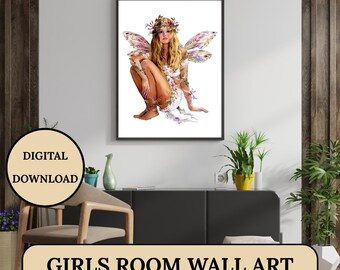 Flower Fairy Wall Art, Girls Wall Art, Fairy Print, Nursery Decor, Room Decor, Children’s Wall Art, Gift for Girls, Fairy Art for Children.