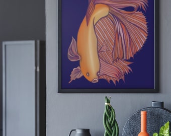Orange Betta Fish Digital Print