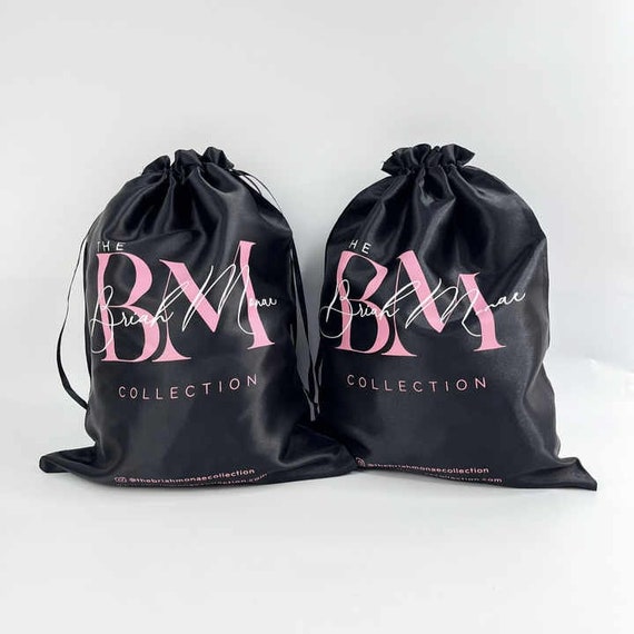 Custom Logo Silk Drawstring Bags White Purple Jewellery Gift Satin Silk Pouch Wig Hair Extension Packaging