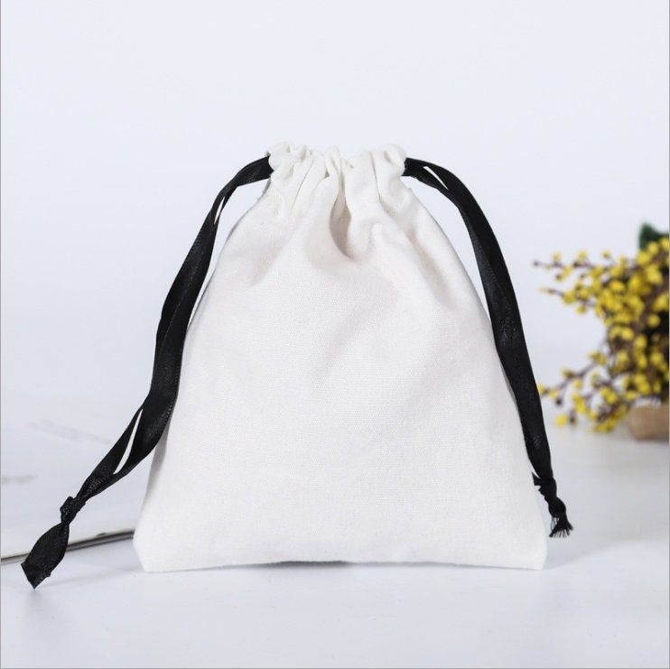 Black cotton Eco-Friendly Cotton Bags With Drawstring For Jewelry Packaging Bags Set of 10/ 20/50/100 Natural Cotton Drawstring Pouch