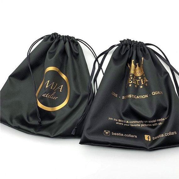 Set of 10/20/30/50 Black Custom Bags Satin Dust Bags Drawstring Pouch for Handbags  Purses White Favor Dust Bags Storage Bags Satin Dust Bag 