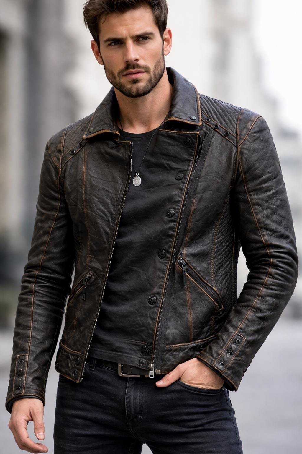 Affliction Leather Jacket - Etsy