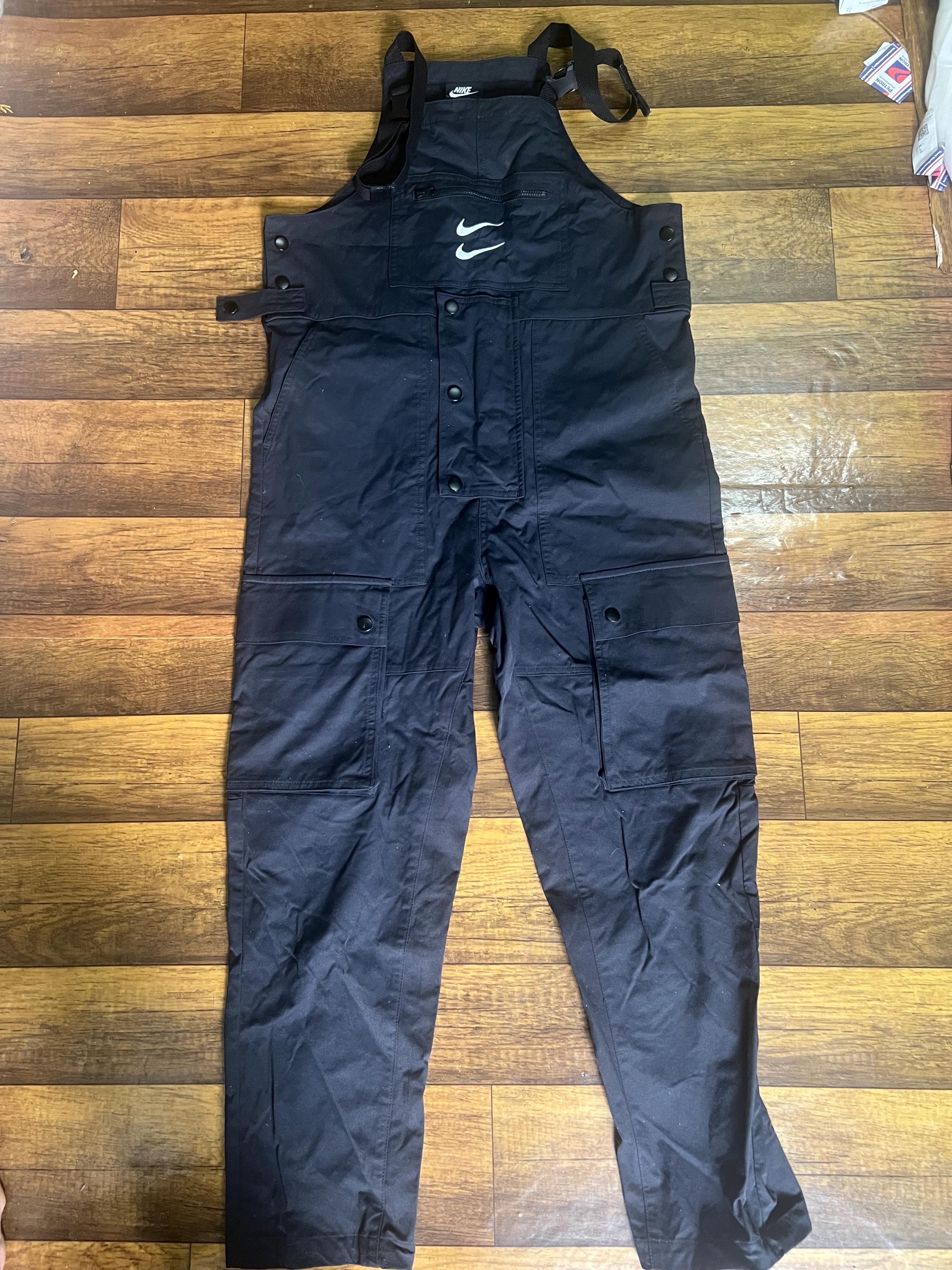 Nike Sportswear Swoosh Overalls Black Cargo Bibs Men's Small