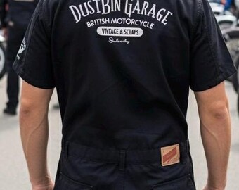 Subciety Dustbin Garage Overall Jumpsuit Embroidered British Motorcycle Workwear Men's XL 23 Vintage 90s Y2K Subciety Black Mechanic