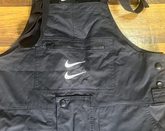 Nike Sportswear Swoosh Overalls Black Cargo Bibs Men's Small