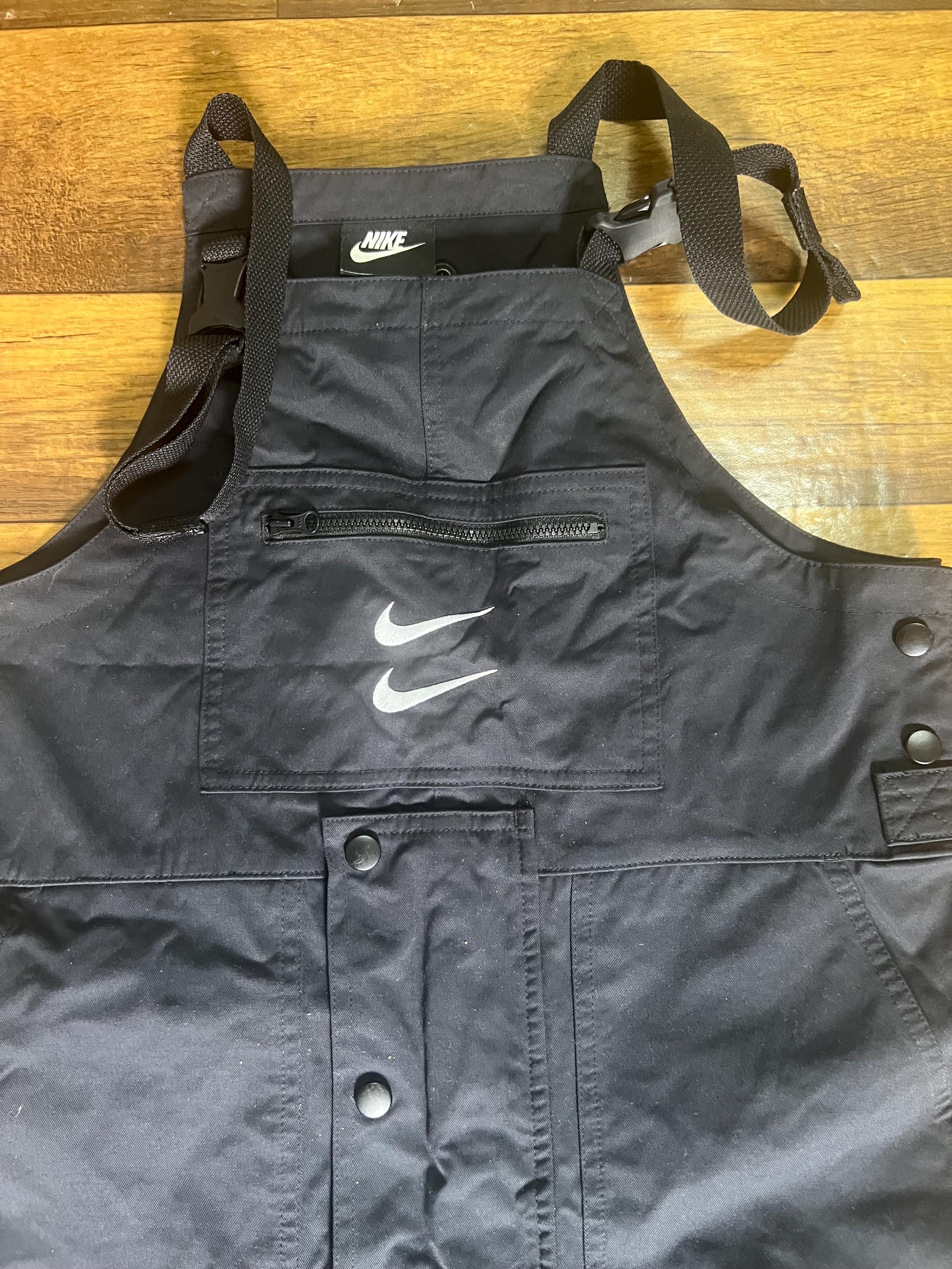 Nike Sportswear Swoosh Overalls Black Cargo Bibs Men's Small