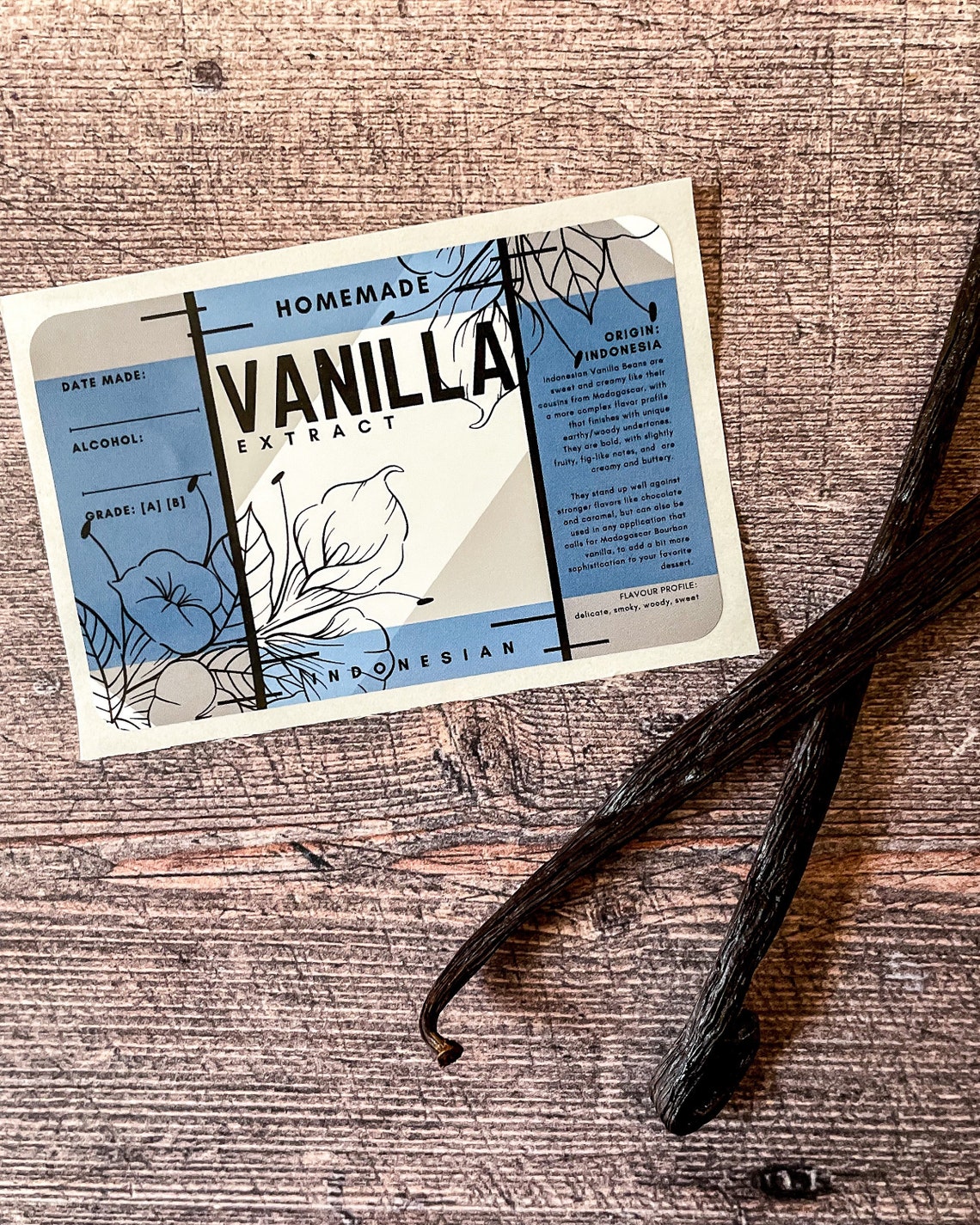 Indonesian Vanilla Bean Extract Labels for Homemade Extract Etsy