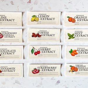 Homemade Extract Labels, Lemon Extract, Cinnamon Extract, Coffee Extract and more!