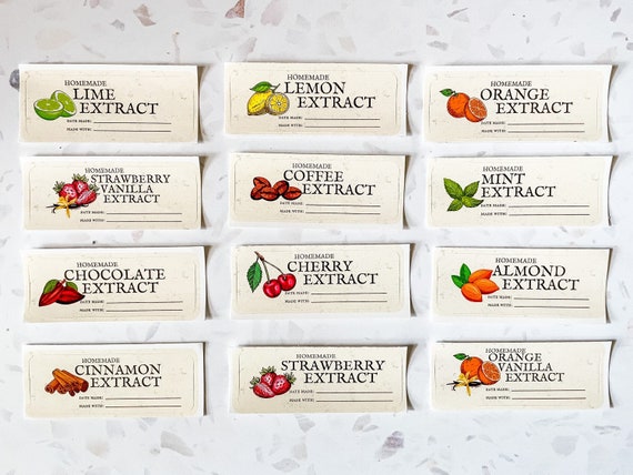 Homemade Extract Labels, Lemon Extract, Cinnamon Extract, Coffee Extract and more!