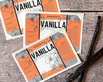 Mexican Vanilla Bean Labels for Homemade Vanilla Extract