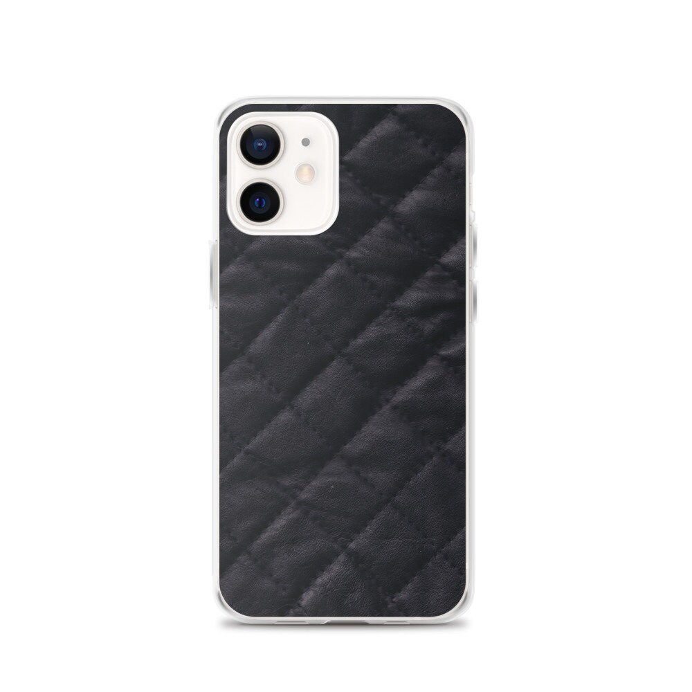 Quilt Black Leather iPhone Case Etsy