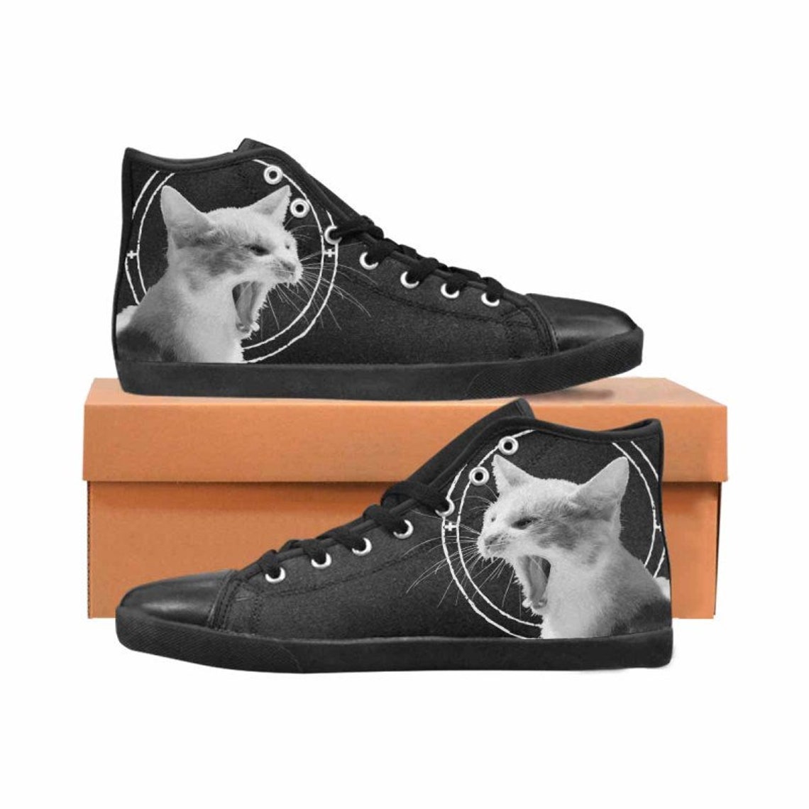 CAT HIGH TOP Women Canvas Shoes Cat Sneakers Punk Shoes Etsy
